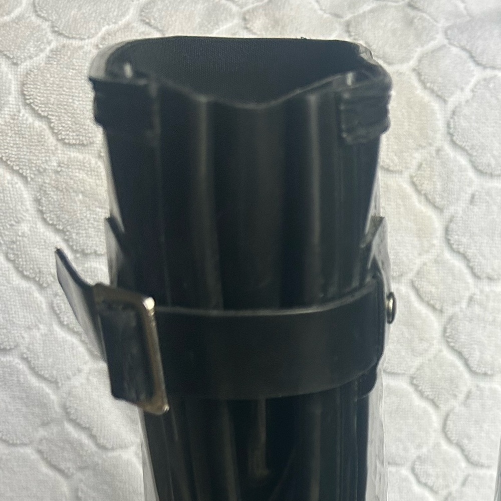 Hunter Black Tall Adjustable Calf Rain Boots Women’s Size 8 Glossy Outdoor - Picture 6 of 15